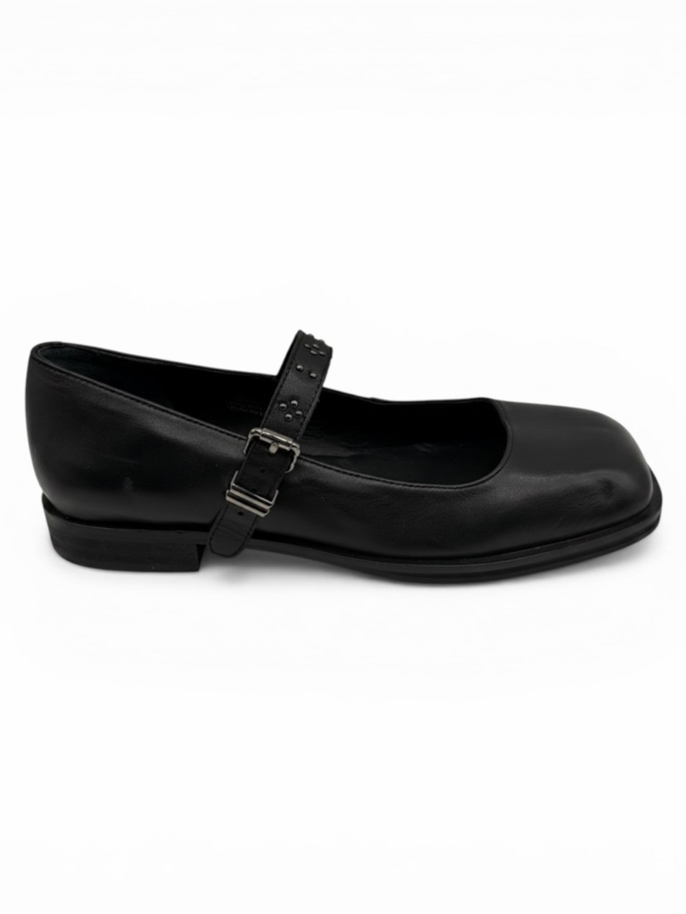 Free People Mary Jane Women 10 Black Jaden Studded Square Toe Leather Flat‎ Shoe